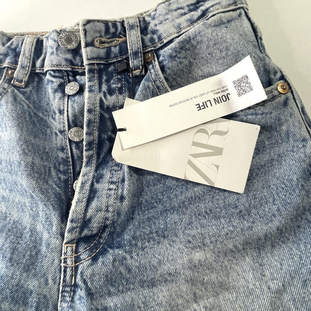 NWT Zara High Rise Z1975 Straight Leg Ankle Rigid Jeans Raw Hem Size 0 EU 32 - Picture 3 of 10